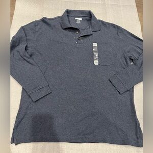 Joseph & Feiss Men's Classic Gray Blue Cotton L/S Polo Shirt